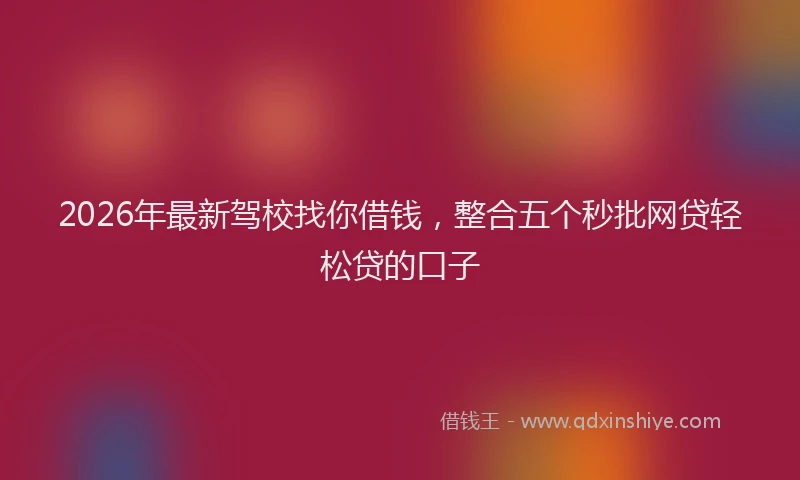 2026年最新驾校找你借钱，整合五个秒批网贷轻松贷的口子