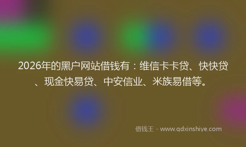 2026年的黑户网站借钱有：维信卡卡贷、快快贷、现金快易贷、中安信业、米族易借等。