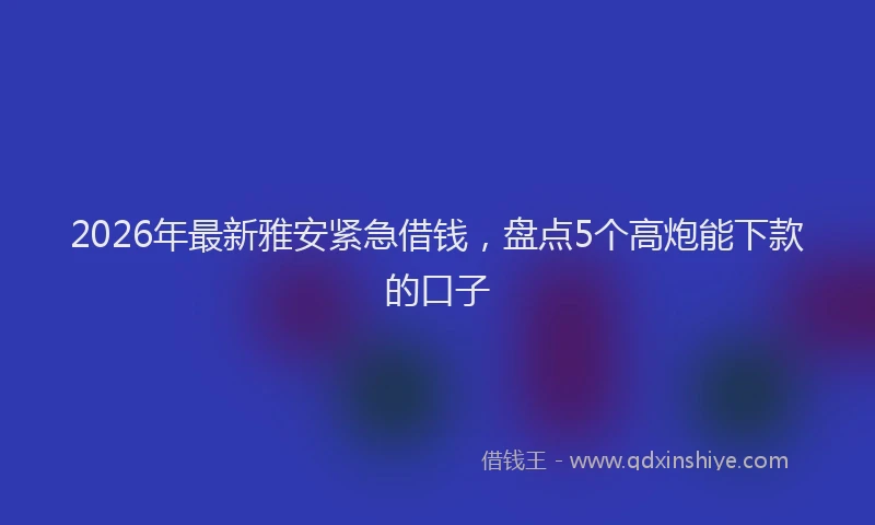 2026年最新雅安紧急借钱，盘点5个高炮能下款的口子