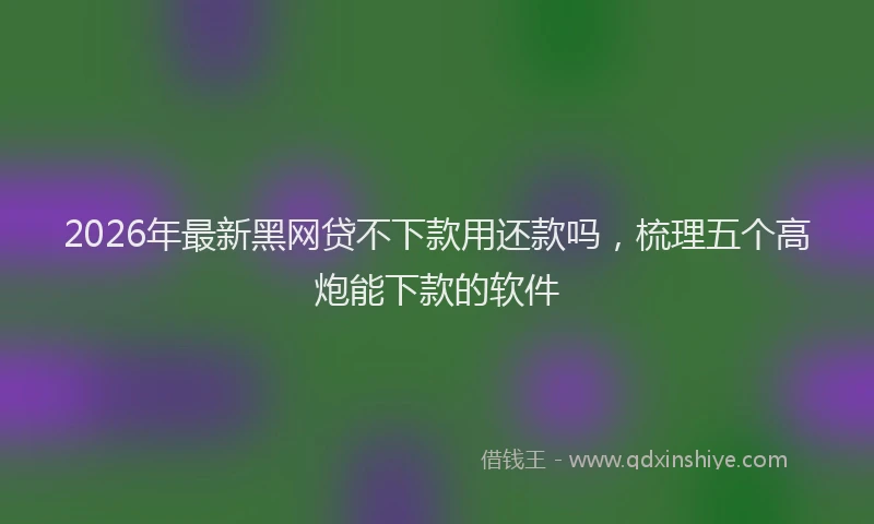 2026年最新黑网贷不下款用还款吗，梳理五个高炮能下款的软件