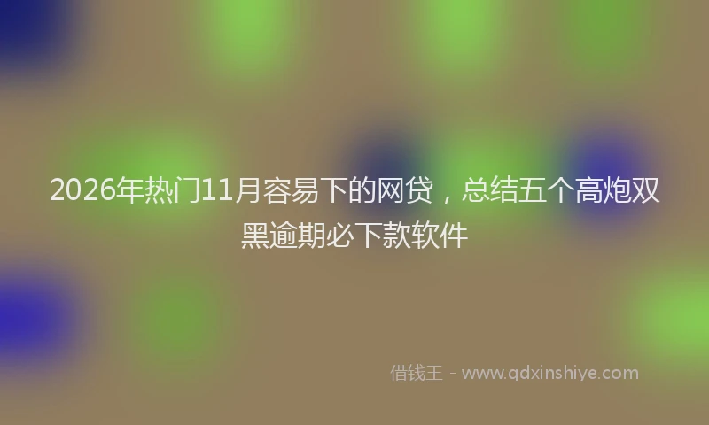 2026年热门11月容易下的网贷，总结五个高炮双黑逾期必下款软件