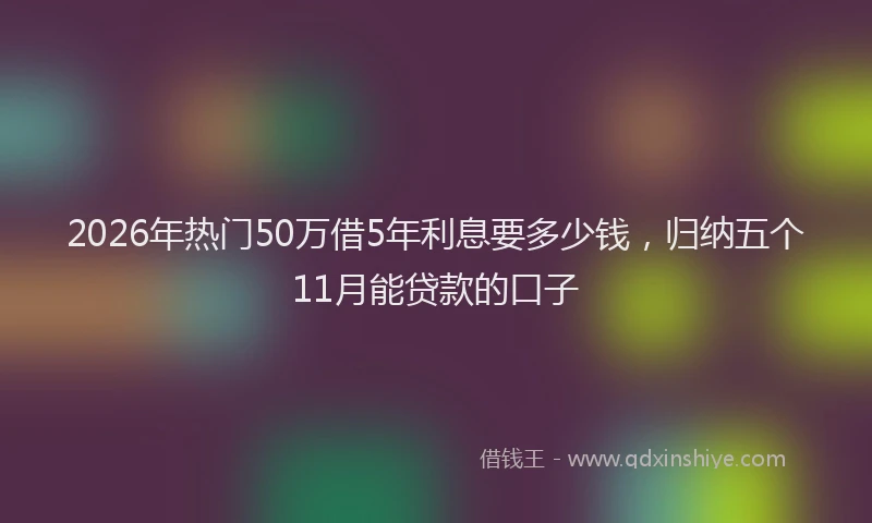 2026年热门50万借5年利息要多少钱，归纳五个11月能贷款的口子