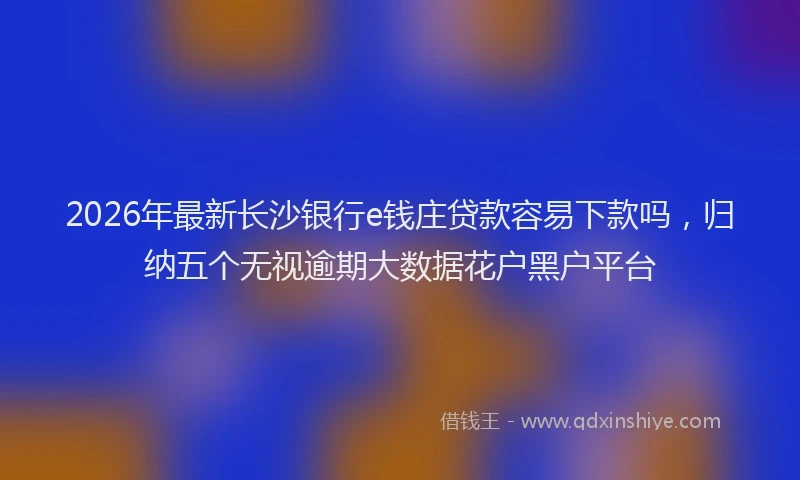 2026年最新长沙银行e钱庄贷款容易下款吗，归纳五个无视逾期大数据花户黑户平台