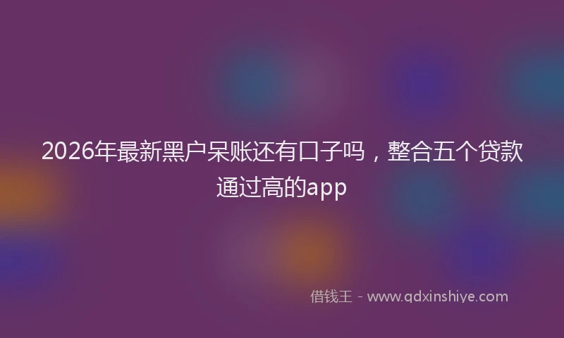 2026年最新黑户呆账还有口子吗，整合五个贷款通过高的app