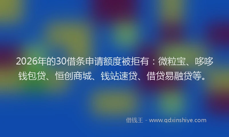 2026年的30借条申请额度被拒有：微粒宝、哆哆钱包贷、恒创商城、钱站速贷、借贷易融贷等。
