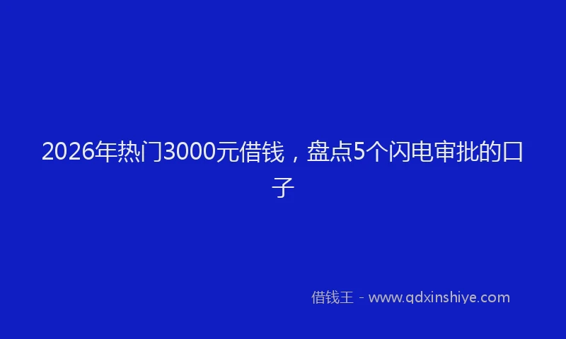 2026年热门3000元借钱，盘点5个闪电审批的口子