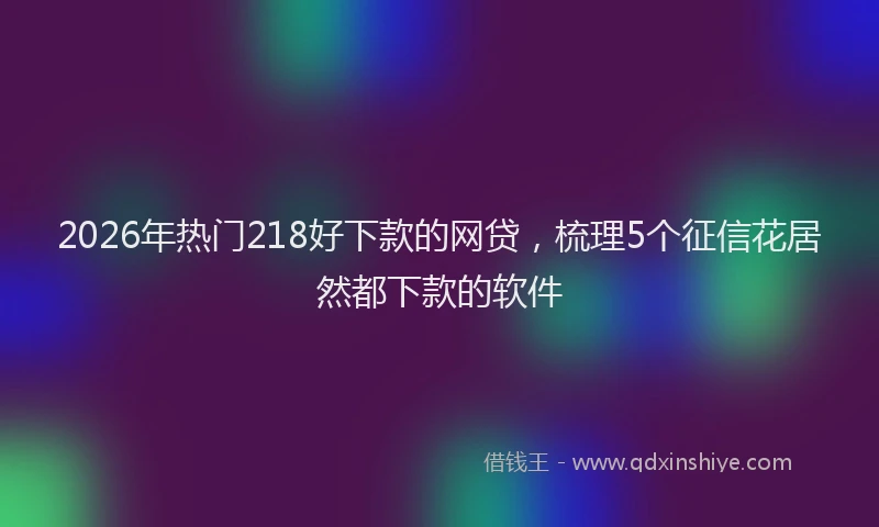 2026年热门218好下款的网贷，梳理5个征信花居然都下款的软件