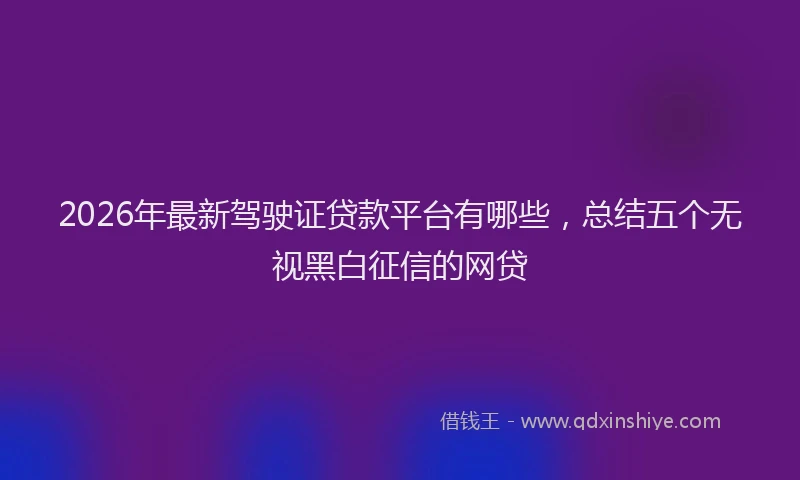 2026年最新驾驶证贷款平台有哪些，总结五个无视黑白征信的网贷