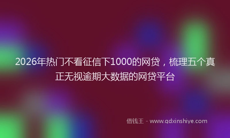 2026年热门不看征信下1000的网贷，梳理五个真正无视逾期大数据的网贷平台