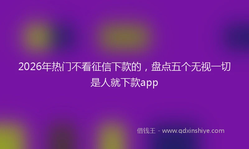 2026年热门不看征信下款的，盘点五个无视一切是人就下款app