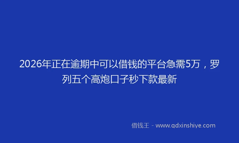 2026年正在逾期中可以借钱的平台急需5万，罗列五个高炮口子秒下款最新