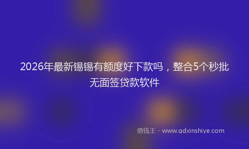 2026年最新锡锡有额度好下款吗，整合5个秒批无面签贷款软件