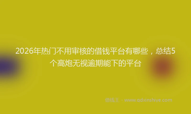 2026年热门不用审核的借钱平台有哪些，总结5个高炮无视逾期能下的平台