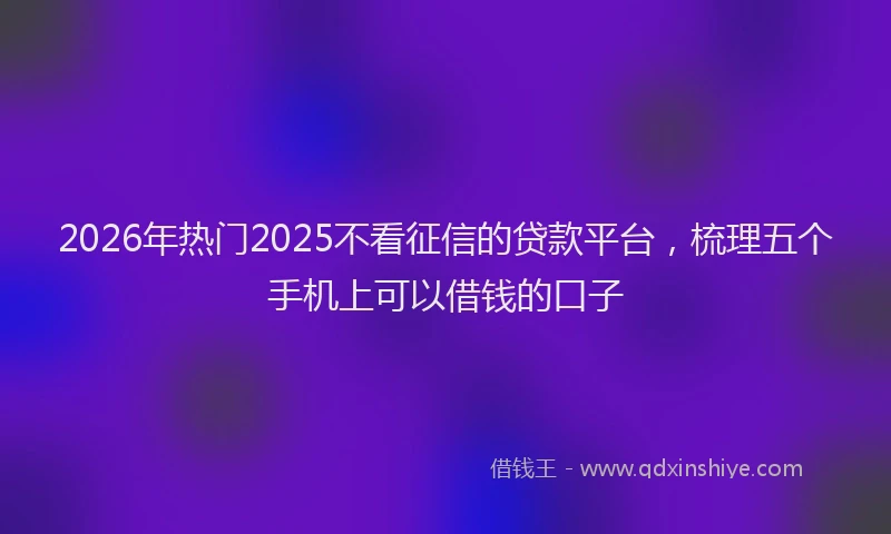 2026年热门2025不看征信的贷款平台，梳理五个手机上可以借钱的口子