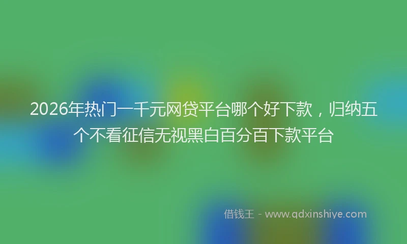 2026年热门一千元网贷平台哪个好下款，归纳五个不看征信无视黑白百分百下款平台