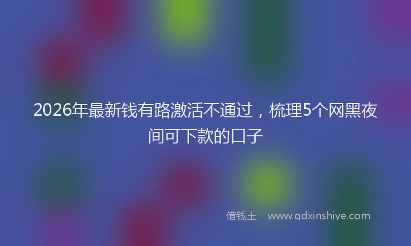 2026年最新钱有路激活不通过，梳理5个网黑夜间可下款的口子