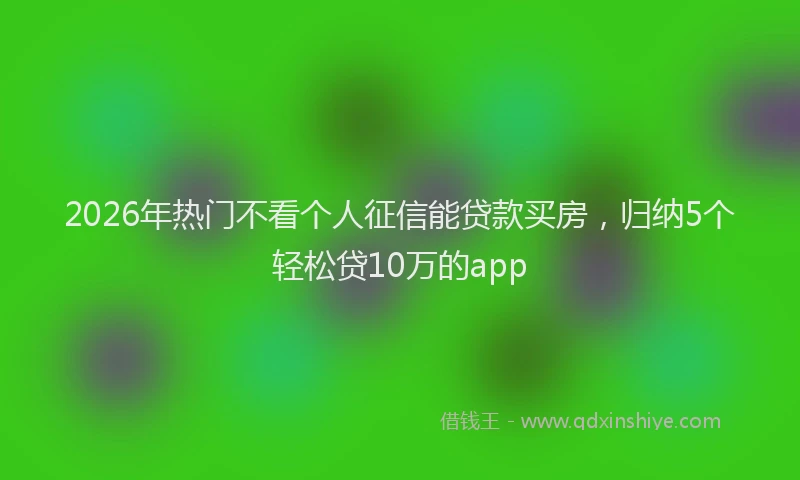 2026年热门不看个人征信能贷款买房，归纳5个轻松贷10万的app