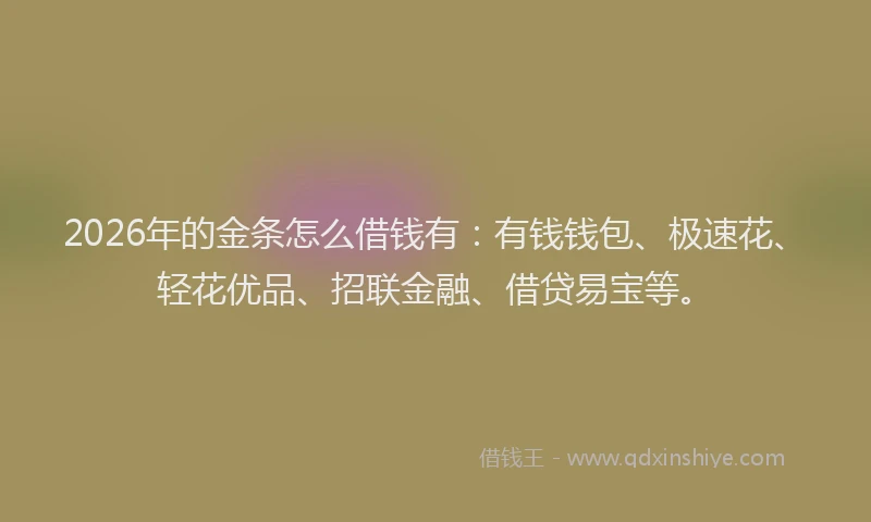 2026年的金条怎么借钱有：有钱钱包、极速花、轻花优品、招联金融、借贷易宝等。