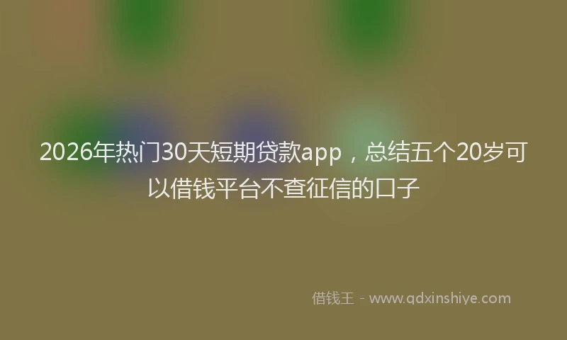 2026年热门30天短期贷款app，总结五个20岁可以借钱平台不查征信的口子