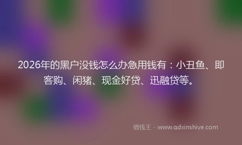 2026年的黑户没钱怎么办急用钱有：小丑鱼、即客购、闲猪、现金好贷、迅融贷等。