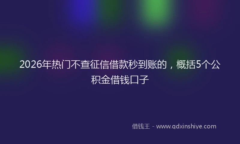 2026年热门不查征信借款秒到账的，概括5个公积金借钱口子