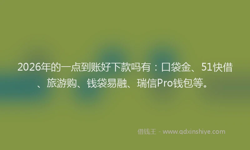 2026年的一点到账好下款吗有：口袋金、51快借、旅游购、钱袋易融、瑞信Pro钱包等。