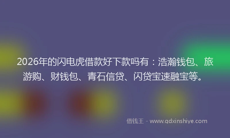 2026年的闪电虎借款好下款吗有：浩瀚钱包、旅游购、财钱包、青石信贷、闪贷宝速融宝等。