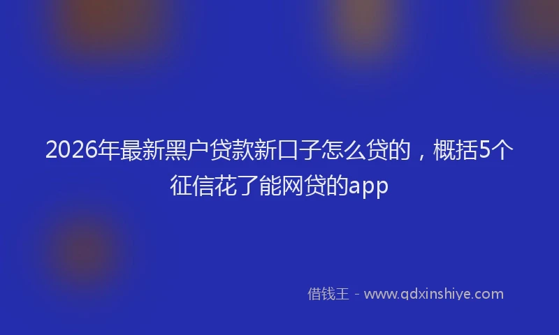 2026年最新黑户贷款新口子怎么贷的，概括5个征信花了能网贷的app