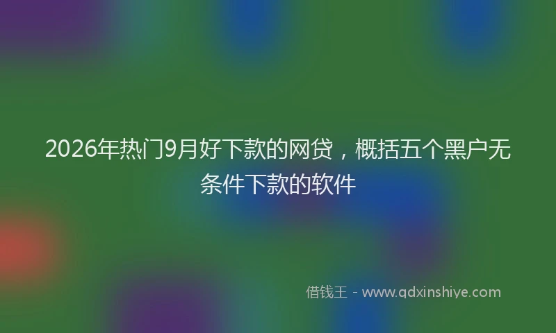 2026年热门9月好下款的网贷，概括五个黑户无条件下款的软件