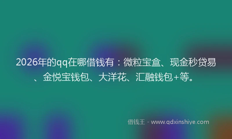 2026年的qq在哪借钱有：微粒宝盒、现金秒贷易、金悦宝钱包、大洋花、汇融钱包+等。
