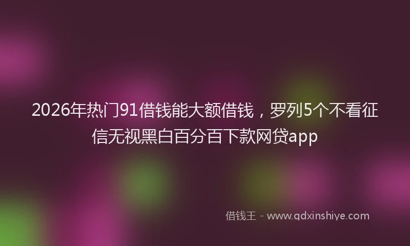 2026年热门91借钱能大额借钱，罗列5个不看征信无视黑白百分百下款网贷app