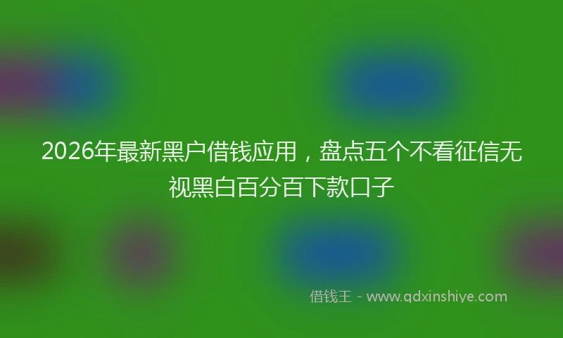 2026年最新黑户借钱应用，盘点五个不看征信无视黑白百分百下款口子