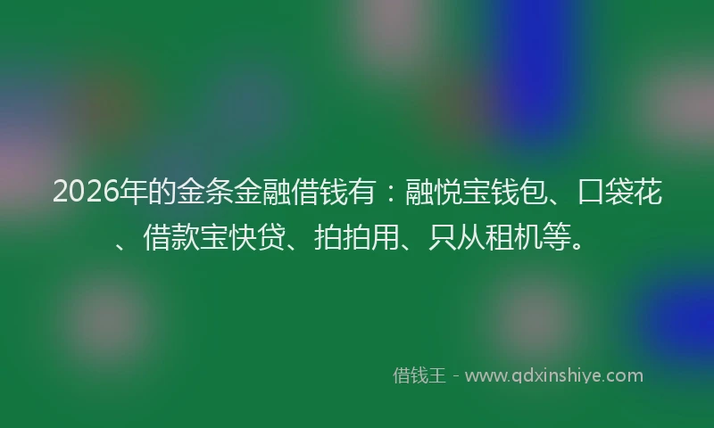2026年的金条金融借钱有：融悦宝钱包、口袋花、借款宝快贷、拍拍用、只从租机等。