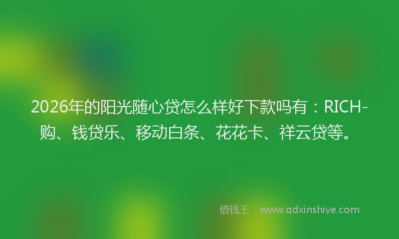 2026年的阳光随心贷怎么样好下款吗有：RICH-购、钱贷乐、移动白条、花花卡、祥云贷等。