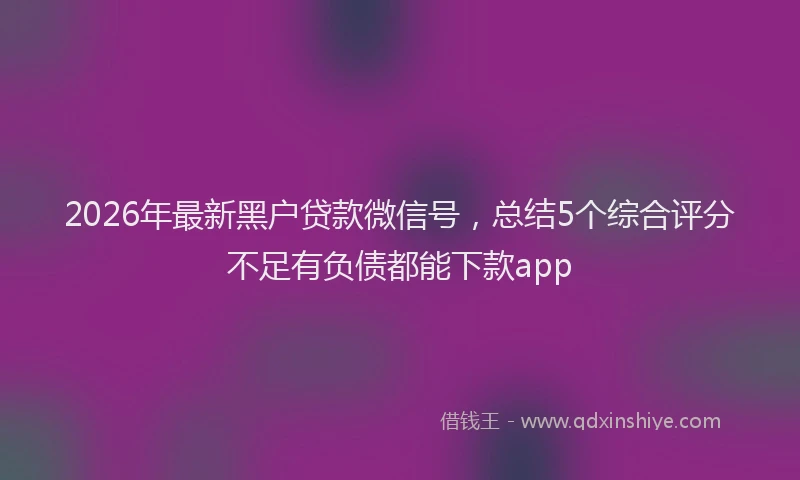 2026年最新黑户贷款微信号，总结5个综合评分不足有负债都能下款app