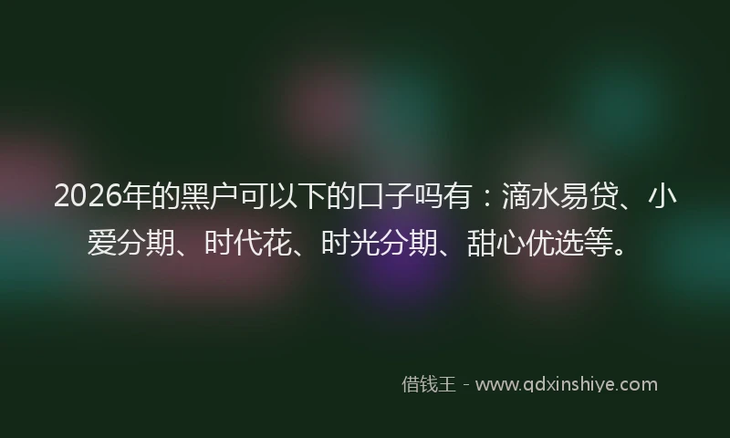 2026年的黑户可以下的口子吗有：滴水易贷、小爱分期、时代花、时光分期、甜心优选等。