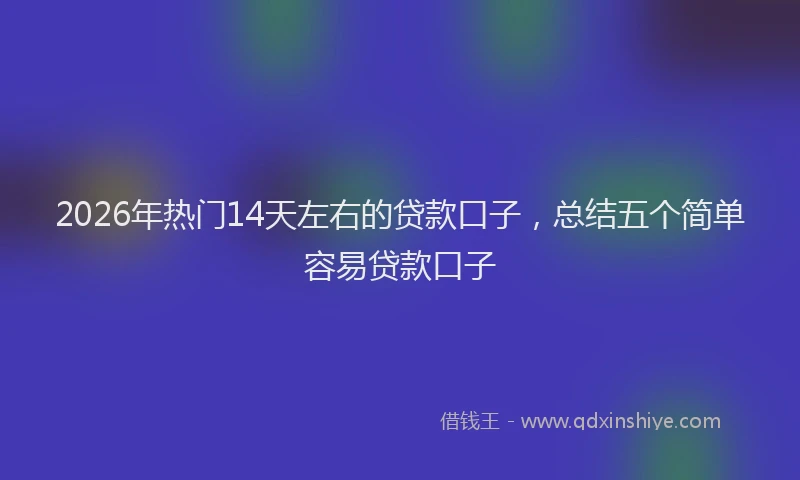2026年热门14天左右的贷款口子，总结五个简单容易贷款口子