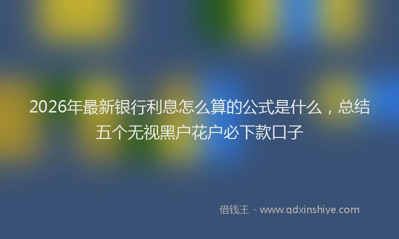 2026年最新银行利息怎么算的公式是什么，总结五个无视黑户花户必下款口子
