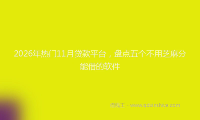 2026年热门11月贷款平台，盘点五个不用芝麻分能借的软件