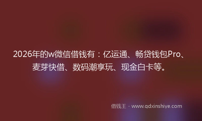 2026年的w微信借钱有：亿运通、畅贷钱包Pro、麦芽快借、数码潮享玩、现金白卡等。