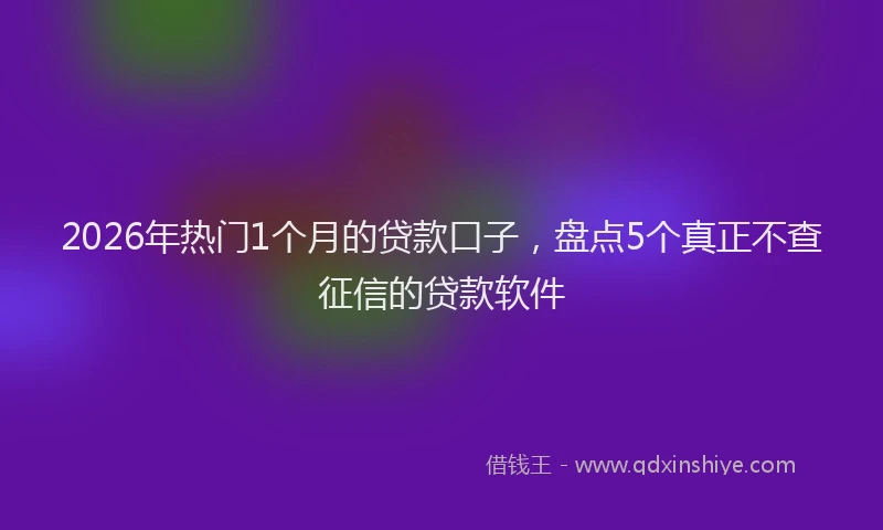 2026年热门1个月的贷款口子，盘点5个真正不查征信的贷款软件