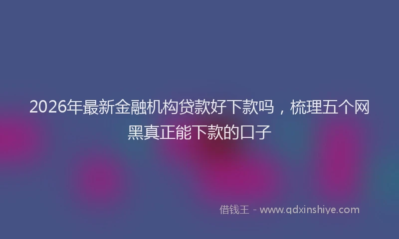 2026年最新金融机构贷款好下款吗，梳理五个网黑真正能下款的口子