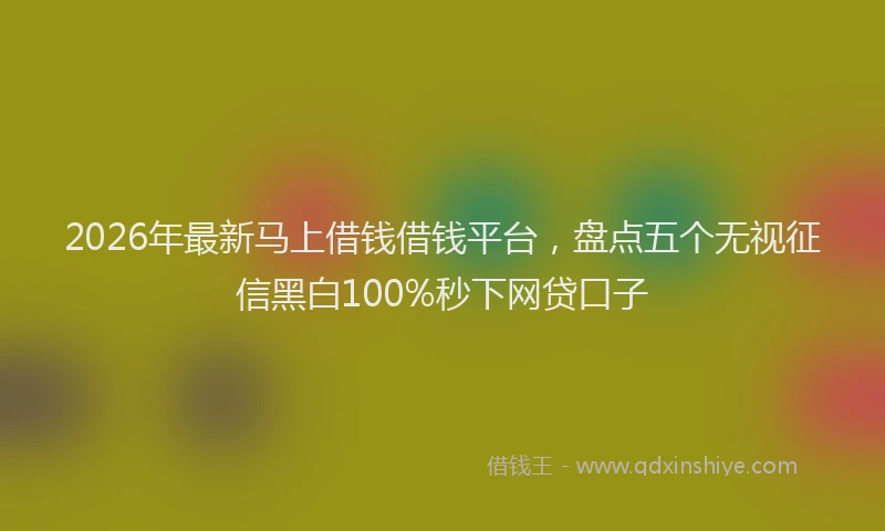 2026年最新马上借钱借钱平台，盘点五个无视征信黑白100%秒下网贷口子