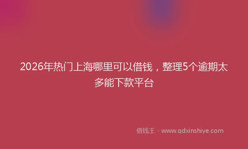 2026年热门上海哪里可以借钱，整理5个逾期太多能下款平台