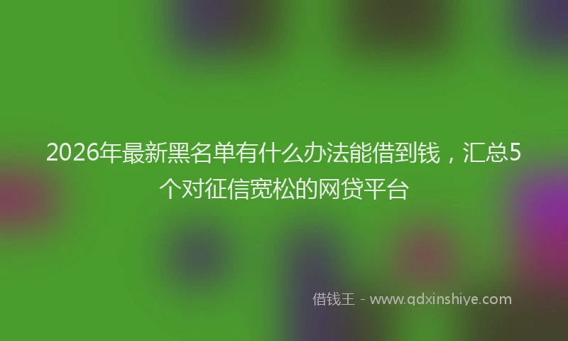 2026年最新黑名单有什么办法能借到钱，汇总5个对征信宽松的网贷平台