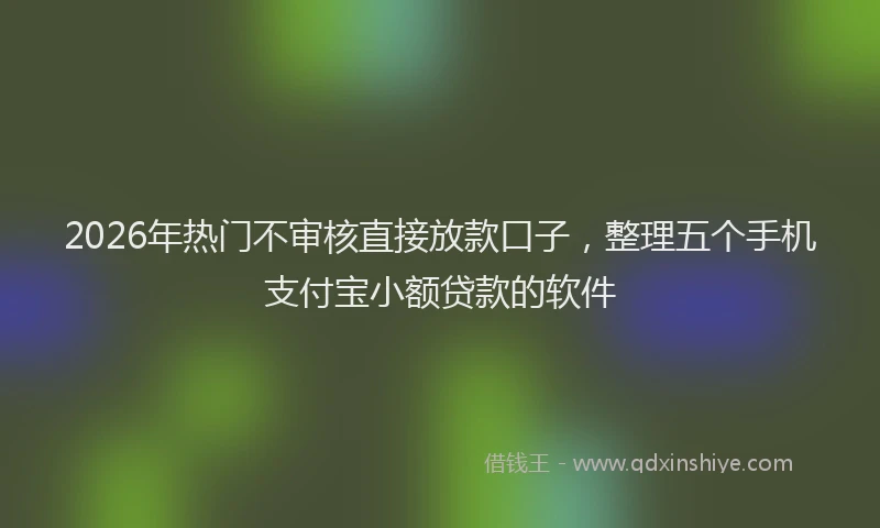 2026年热门不审核直接放款口子，整理五个手机支付宝小额贷款的软件