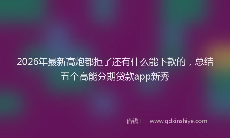 2026年最新高炮都拒了还有什么能下款的，总结五个高能分期贷款app新秀