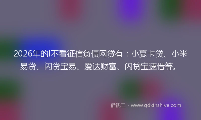 2026年的l不看征信负债网贷有：小赢卡贷、小米易贷、闪贷宝易、爱达财富、闪贷宝速借等。