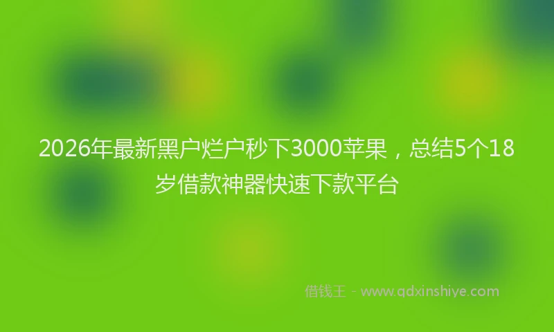 2026年最新黑户烂户秒下3000苹果，总结5个18岁借款神器快速下款平台