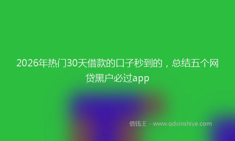 2026年热门30天借款的口子秒到的，总结五个网贷黑户必过app